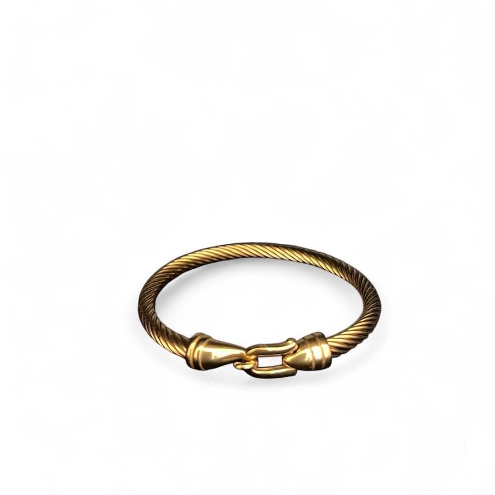 Gold Stainless Steel Twisted Cable Wire Bracelet